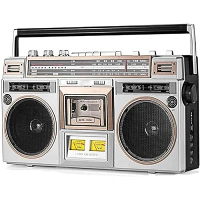 Abbildung von Cassette Boombox, Classic 80s Style Retro Boombox Tape Player, Bluetooth Player mit Fm und Dab + Radio, USB/Micro SD Slots, Aux in, Kopfhöreranschluss, Convert Cassettes to USB/SD