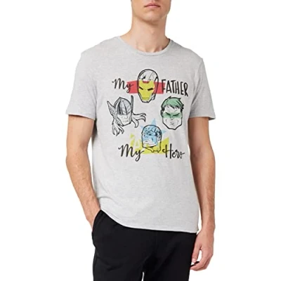 Abbildung von Marvel Herren Memarcots227 T Shirt, Grau meliert, M