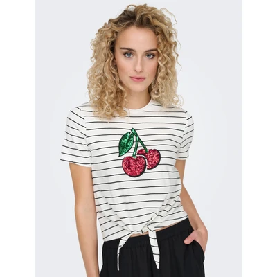 Abbildung von ONLY Onlkita Fruit Tshirt print, Damen, Größe: Medium, Cloud dancer/black