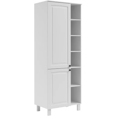 Abbildung von Kochstation Hochschrank &quot;KS Osby&quot;, Kiefer massiv, Breite 75 cm, 2 Türen, 4 Einlegeböden, 6 offene Fächer
