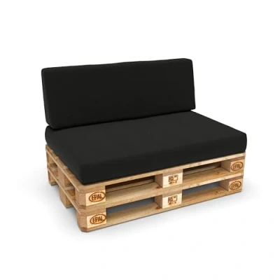 Abbildung von POKAR Palettenkissen Palettenauflagen mit abnehmbarem Bezug Palettenmöbel Palettensofa 2er Set: Sitzkissen 120x80 + Rückenlehne 120x40, Schwarz