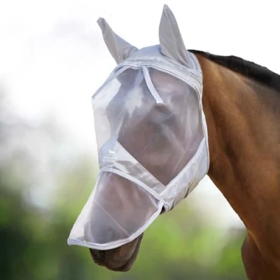 Abbildung von Harrison Howard CareMaster Pferde Fliegenmaske UV Schutz Ohren und Nasenschutz Silber Pony (S)