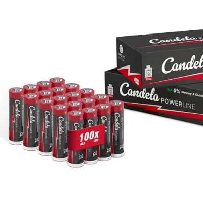 Abbildung von Candela Powerline Batterien AAA 400er Pack, 1,5V Leistungsstark und langlebig, (LR3) Batterie für Haushalt Büro