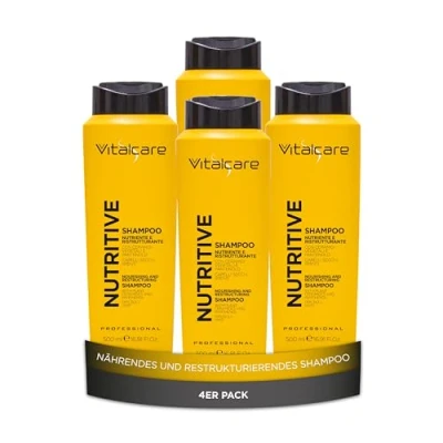 Abbildung von Vitalcare Nutritive Pflegendes und restrukturierendes Shampoo, Shampoo für trockenes glanzloses Haar, mit pflanzlichen Ceramiden Panthenol, 4 x 500 ml