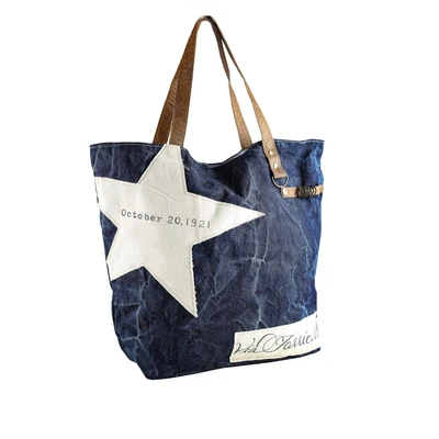 Abbildung von COLLEZIONE ALESSANDRO Schultertasche &quot;Jeans Stern&quot;, aus Jeansstoff mit Leder Henkel