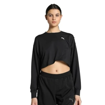 Abbildung von Puma Cloudspun Crossover CREW Short Langarmshirt, Damen, Größe: XS, Black