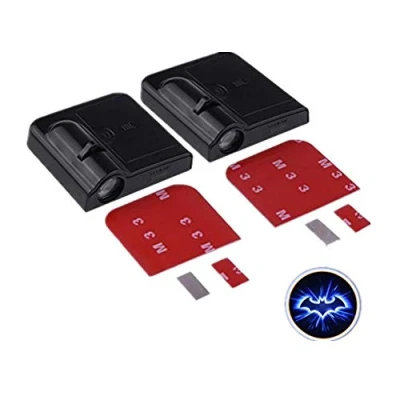Abbildung von Youngine 2Pcs Wireless Autotür LED Projektor Licht mit freundlicher Genehmigung Willkommen Fledermaus Logo Schattenlampe Ghost Light Batterie Magnetsensor betrieben