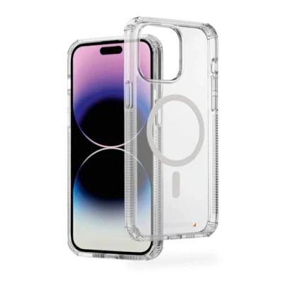 Abbildung von Hama Handyhülle „Extreme Protect“ für iPhone 14 Pro Max und MagSafe (D3O Bumper, stoßfest, sturzsicher, bruchsicher, durchsichtige Hülle ohne Vergilben, magnetisches Case induktives Laden)