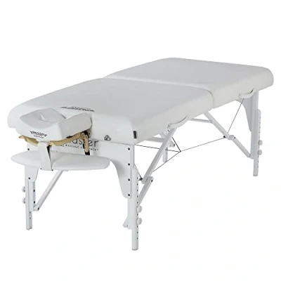 Abbildung von Master Massage cm Montclair Massagebett Massagebank Mobil Massageliege Reiki Kosmetikliege Therapiebett Behandlungsliege Klappbar Holz, Schneeweiß, 79cm