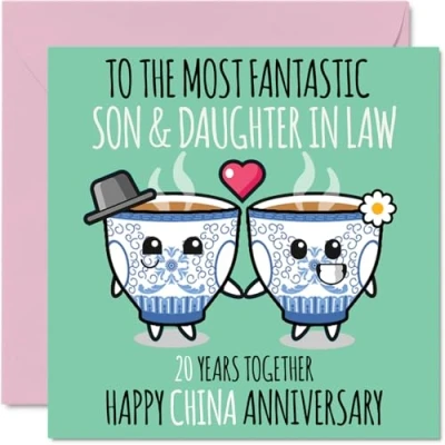 Abbildung von Süße China Jubiläumskarte für Sohn und Schwiegertochter 20 Jahre zusammen Glückwunschkarten zum 20. Hochzeitstag Sohn, 145 mm x mm, Grußkarten zwanzigsten Jubiläen
