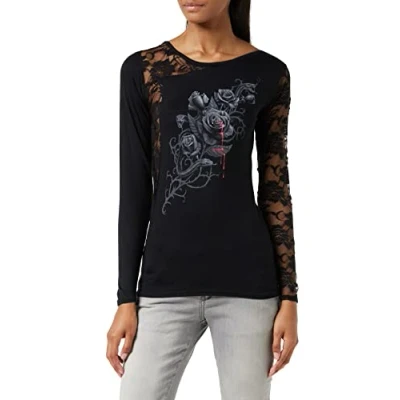 Abbildung von Spiral FATAL Attraction One Shoulder Top mit Spitze Schwarz XL