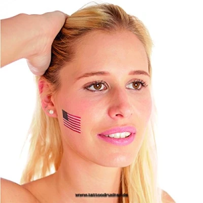 Abbildung von 10 x Amerika tattoo Fan Fahnen Set America temporary Flag (10)