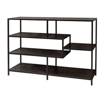 Abbildung von riess ambiente Standregal SLIM LINE 115cm schwarz, Einzelartikel 1 tlg., Wohnzimmer · Esche Design Metall mit Ablage Industrial