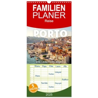 Abbildung von Familienplaner 2025 Porto Eine Liebeserklärung mit 5 Spalten (Wandkalender, 21 cm x 45 cm), CALVENDO