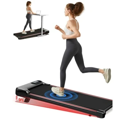 Abbildung von Walking Pad mit Steigung 1 8KM/H, Laufband für Zuhause und Dreifacher Dämpfung Leisem 2,5PS Motor, Schreibtisch Max. Belastung 136KG