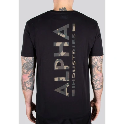 Abbildung von Alpha Industries Tshirt CAMO Backprint basic, Herren, Größe: 3XL, Black/woodland