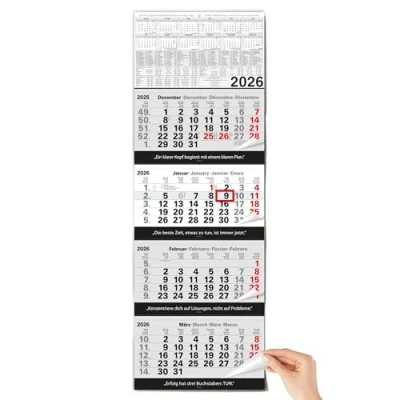 Abbildung von TOBJA Wandkalender 4 Monatskalender 2025 mit Schieber, Kalender XXL