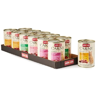 Abbildung von Carny Katzen Nassfutter Mix Kräftiger Variation (12 x 400g), ohne Getreide und Zucker für ausgewachsene von animonda mit frischen fleischlichen Zutaten