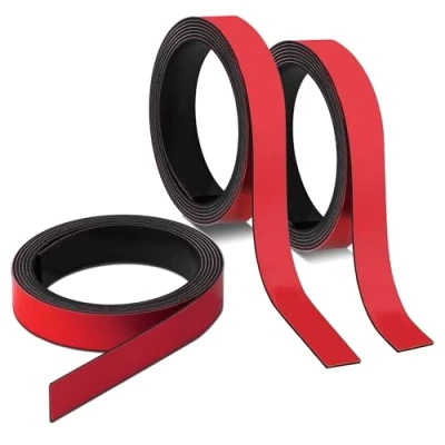 Abbildung von 3x Magnet Streifen Rot I ca. 1 cm x m Magnetband zum markieren einteilen auf Whiteboards Lager Regale Kalender Etiketten mag237