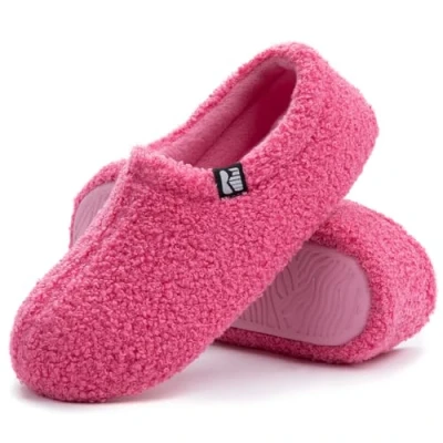 Abbildung von RockDove Damen Teddy Fleece Hausschuhe mit geschlossener Ferse für den Innenbereich, 42/43 EU, Heißrosa