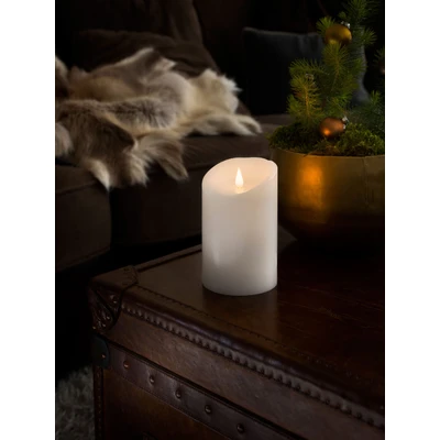 Abbildung von KONSTSMIDE LED Kerze (1 tlg), Echtwachskerze, weiß, mit 3D Flamme, Ø 10 cm, Höhe: 16 cm