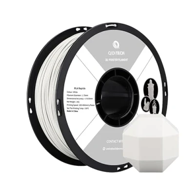 Abbildung von QIDI TECH PLA Rapido Filament 1.75mm, 3D Drucker PLA, geeignet für Hochgeschwindigkeitsdruck, 1.75 die meisten FDM Drucker, 1 KG Spule (2.2lbs), Weiß