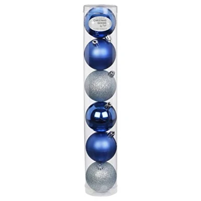 Abbildung von MAGIC 6 Weihnachtskugeln Kunststoff 6cm (blau/Silber) Kugelmix Christbaumkugeln Christbaumschmuck Weihnachtsbaum Deko Weihnachten