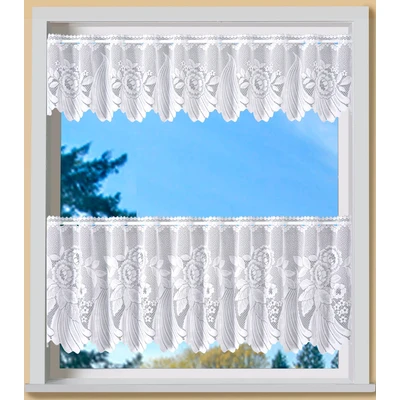 Abbildung von Scheibengardine Savannah, Weckbrodt, Stangendurchzug (1 St), halbtransparent, Jacquard, Bistro, Bordüre, Kante, floral, Blumen