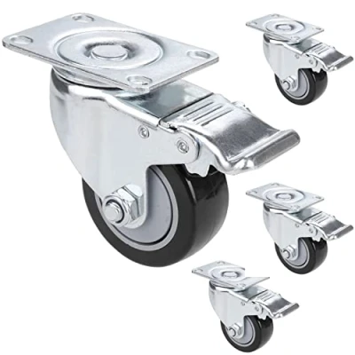 Abbildung von 4er Set Möbelrollen 75mm, Schwerlastrollen mit 2 Bremse bis 136 kg pro Rad, Transportrollen für innen &amp; außen, Lenkrollen 360 Drehbar, Industrierollen Werkbank Werkzeugwagen Paletten