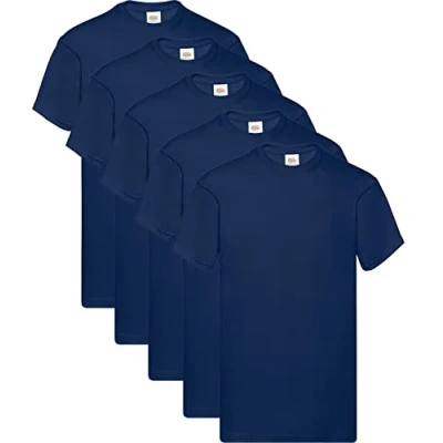 Abbildung von Fruit of the Loom Herren Original T. T Shirt, 5 Navy, L (5er Pack) + 1HL Kauf Notizblock