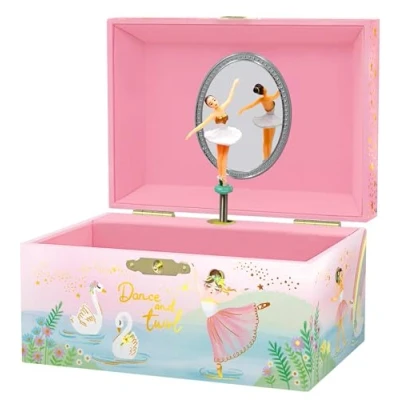 Abbildung von Musikalisches Ballerina Schmuckkästchen für Mädchen Kinderspieluhr mit drehender Ballerina, Ballett Geburtstagsgeschenke Mädchen, Schmuckkästchen, 15,2 x 11,8 8,9 cm Alter 310, rosa