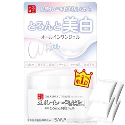 Abbildung von Sana Nameraka Honpo Soy Milk Isoflavone Pure White Whitening All In One Gel N 100g Includes Cotton Pads 4pcs