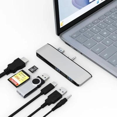 Abbildung von Surface Laptop 6/Laptop 5/Laptop 4/Laptop 3 Hub Dockingstation mit 4K@30HZ HDMI +2*USB 3.0 +USB C +SD/TF Kartensteckplatz +3,5 mm Audio, Adapter für Go/Go2/Go3/Surface 6/5