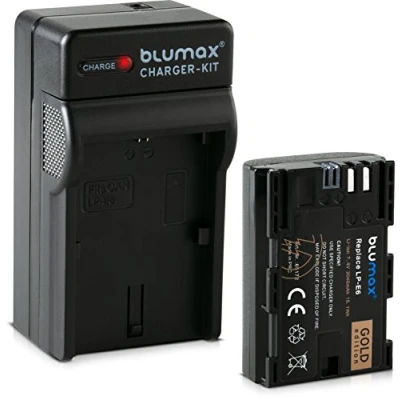 Abbildung von Blumax Gold Edition Akku LP E6 2040mAh mit Sanyo Zellen + Ladegerät passend zu Canon EOS 60D 70D 6D 5D Mark 3