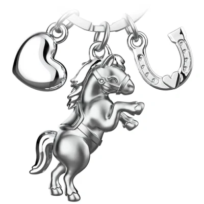 Abbildung von FABACH Schlüsselanhänger Pferd Pony mit Herz und Hufeisen Glücksbringer für Pferdeliebhaber