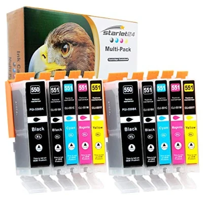 Abbildung von 10er Set Druckerpatronen Kompatibel zu Canon PGI 550 CLI 551 für PIXMA iP 7200 7250 8750 iX 6850 MG 5450 5550 5650 5655 6350 6450 6650 7100 7150 7550 MX 725 925