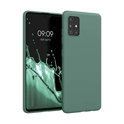 Abbildung von kwmobile Hülle kompatibel mit Samsung Galaxy A51 weiches TPU Silikon Case Cover geeignet für kabelloses Laden Blaugrün