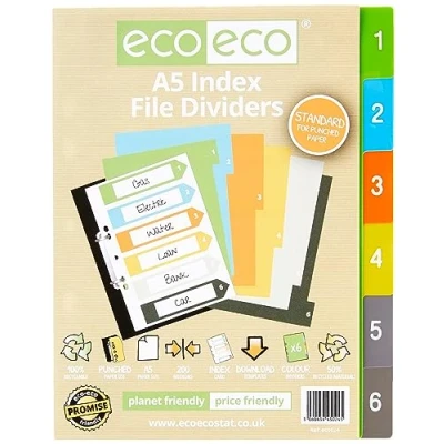 Abbildung von eco A5 50% Recycelt Set 6 Indexdatei Teiler