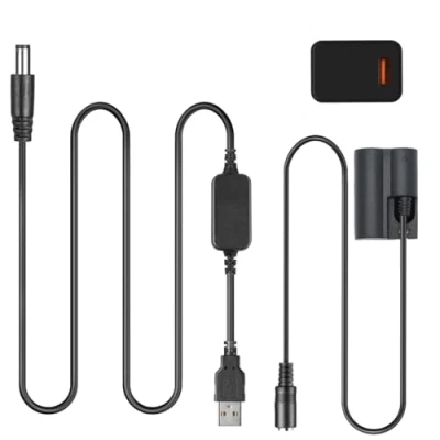 Abbildung von Raeisusp ACK E2 USB Ladekabel + DR 400 BG E2N BP 511 Dummy Batterie QC3.0 Adapter für Canon EOS 20D 30D 40D 5D 50D D30 D60