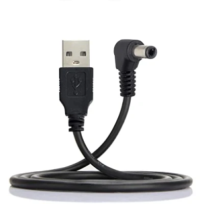 Abbildung von CableCC USB 2.0 Typ A Stecker auf 90 Grad rechtwinkliger Zylinderstecker 5,5 x 2,5 mm, DC 5 V, 80 cm