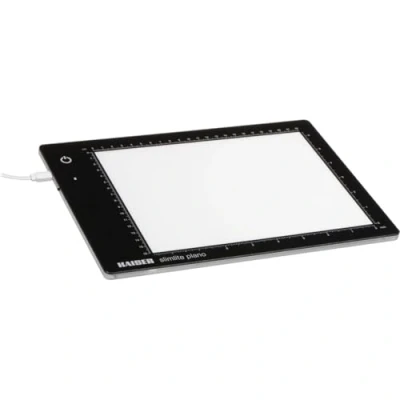 Abbildung von Kaiser Fototechnik 2453 LED Leuchtplatte &quot;slimlite plano&quot;, 5000K, dimmbar, Netz und Akkubetrieb, Leuchtfläche 22 x 16 cm schwarz