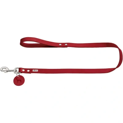 Abbildung von HUNTER Hundeführleine, Leder, schlicht, strapazierfähig, geschmeidig, Handschlaufe, 1.3 x 110 cm, rot
