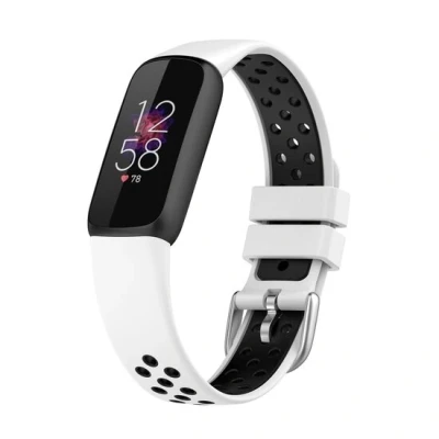Abbildung von Fitbit Luxe Silikon Sportband Größe: Large Weiß + Schwarz