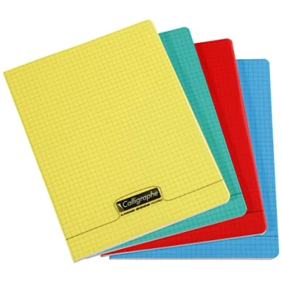 Abbildung von Clairefontaine 18055C Packung mit 5 Heften Calligraphe geheftet, DIN A4, französische Lineatur, 90g, 70 Blatt, farbig sortiert, 1 Pack