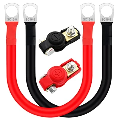 Abbildung von HuaLiSiJi Batteriekabel mit Klemmen 12V 24V Batterie Verbindungskabel 16mm² 5AWG M8 Autobatterie Kabel Ringösen Kabelsatz für Auto,LKW, Solar, Marine,Motorrad (50cm+2BT)