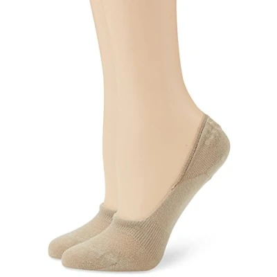 Abbildung von Camano Unisex 2er Pack Füßlinge aus Baumwolle Damen &amp; Herren Zehensocken ohne Rutschen, Gr. 43 46, Beige (18 sand)