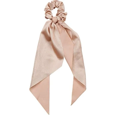 Abbildung von styleBREAKER Damen Haargummi einfarbig mit Schleife im Retro Style, elastisch, Scrunchie, Zopfgummi, Haarband 04027042, Farbe:Hellbraun