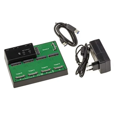 Abbildung von KALEA INFORMATIQUE USB Dockingstation für 5 mSATA SSDs mit USB3.0 Verbindung und CLONAGE Funktion. Dock externer Stromversorgung im Lieferumfang enthalten.