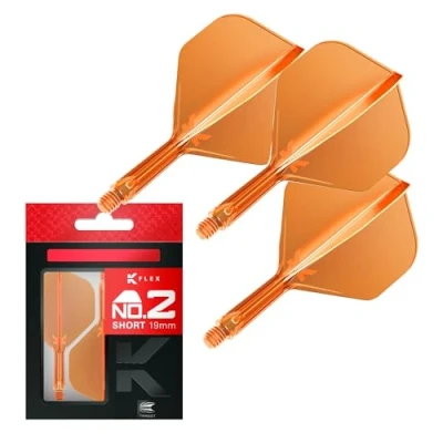 Abbildung von Target Darts K Flex Integrierter Dart Flug und Schaft, Nr. 2 Orange (kurz) 3er Pack 2, Kflex Precision Moulded In 1 Flights and Stem Professionelles Dartzubehör