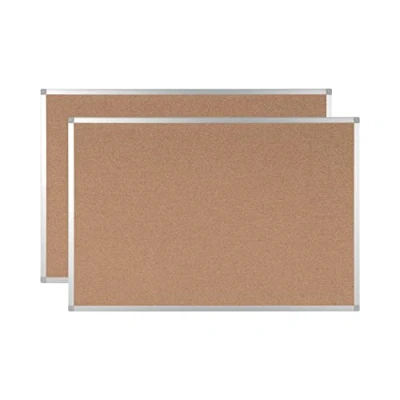 Abbildung von BoardsPlus Korktafel, 90 x 60 cm Mit Aluminiumrahmen und Hochwertiger Naturkorkoberfläche, Pinnwand, 2 Stück
